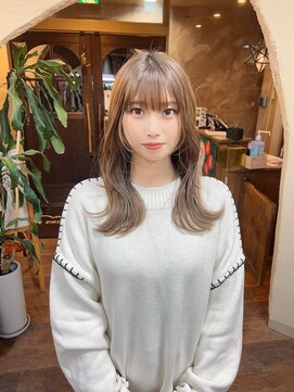 プリモ ココ 鍋島店(Primo coco.) 2WAYレイヤースタイル☆韓国ゆるウェーブ巻き/くすみベージュ