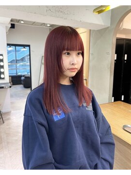 ローレンアオ(LOREN AO) セミディ/姫カット/暖色カラー/ワインレッド/ストレート