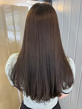 アンド アノン(and anon) ミルクティーアッシュ 艶髪ロング 髪質改善 オリーブグレー 美髪