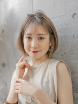 ガーデンヨコハマ(GARDEN YOKOHAMA)&nbsp;ボブ　ホワイトグレージュ　デジタルパーマ　チェリーブラウン