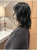 ウルフパーマスタイル×ブルーブラック