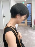 大人かわいい耳かけショートボブ＊暗髪艶カラーアッシュグレー
