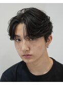 渋谷フェザパーマセンターパートニュアンスパーマ10代シースルー