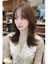 ノイエ 原宿 北参道(NoIE) くびれミディミディアムレイヤーココアブラウンレイヤーカット