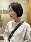 大人ボブ前髪なし黒髪顔まわりレイヤー銀座丸の内30代40代