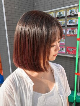 アッシュ 川崎店(Ash) ボブ　グラデーションカラー　ブラウン　チェリーレッド