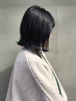 ヘアー アイス ルーチェ(HAIR ICI LUCE) ボブ 外ハネ ネイビー 就活カラー