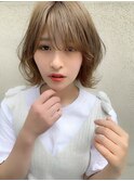 【佐藤健太郎】ミルクティーベージュ小顔レイヤー外ハネボブ