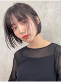 原宿ローライトブリーチダブルカラーインナーカラーショートボブ