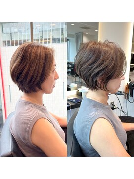 バンプ ギンザ(BUMP GINZA) 30代40代50代絶壁解消ひし形白髪ぼかし大人ショートボブ ER