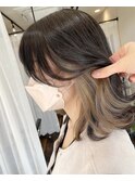 インナーカラー/デザインカラー/シルキーベージュ/斜めバンク