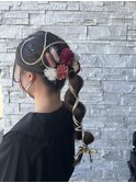 結婚式お呼ばれ/編みおろし/金箔/花