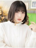 バレイヤージュ黒髪内巻きワンカール小顔ボブa浦和20代30代40代