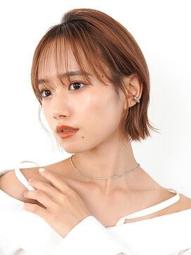 ラフィスヘアーアーチ 橋本店(La fith hair arch) 【La fith】きりっぱなしボブ×アプリコットブラウン