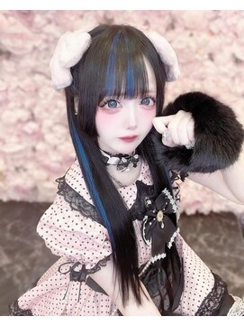 オズ 梅田店(OZ) バージンレミーエクステ60枚＋イヤリング、メッシュブルー