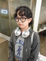 レコ 渋谷(LECO)&nbsp;黒髪プードルパーマセンターパートマッシュウルフ