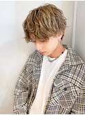 メンズマッシュベージュカラー波巻きパーマ☆横浜