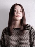 顔周りレイヤースタイル ココアブラウン  ミディアム