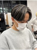 ハイライトセンターパートメッシュダブルカラーツーブロック