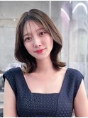 黒髪韓国小顔レイヤーイメチェン暗めオリーブグレークラゲヘアー