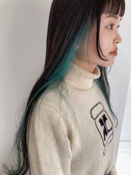 ノーカ 代官山(nohka) 青緑のインナーカラー