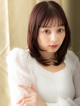 カバーヘア ブリス 上尾西口店(COVER HAIR bliss) ピンクベージュ前下がりワンホンレイヤーロングウルフ20代30代X