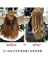 イーウェーブ ヘア(E-WAVE hair)&nbsp;シールエクステ８０本１５０００円（ハイライト込）