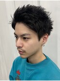 □カルマパーマ#ベリーショート#ウルフ＃アッシュブラック