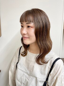 ベルクープス 天王寺店(Belle Coupes) 【BelleCoupes】オン眉バング オリーブベージュ 波巻き