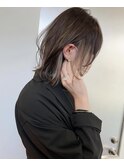 ウルフ風イヤリングカラー×白髪ぼかし