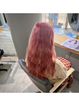 ミエルヘアーエスト 新宿店(mielhair est) ブリーチあり(^^)コーラルピンク♪デザインカラー