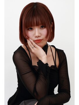 ポイントファイブバイソレイユ 豊橋駅前大通店(.5 by SOLEIL) ショートボブ顔周りレイヤー姫カットレッドオレンジ