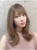 くびれミディアムレイヤー/髪質改善/小顔ヘア/ツヤ髪スタイル