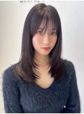 桑名ロングレイヤーカットハッシュカット透明感カラー重めロング