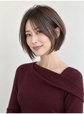 長めバング×前下がりレイヤーボブ