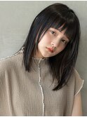 大人かわいい／20代30代／バングカット／ダークアッシュ