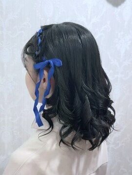 アトリエビューティーアミュ(atelier beauty AmU) 推し活 ライブ イベント 量産型 リボン編み込みハーフツイン