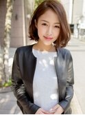 《前髪なしの面長さん似合わせ大人ボブスタイル》