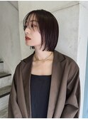 ワンレンボブピンクブラウンナチュラルボブうざバングストンボブ