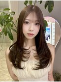 【kumu】韓国風/レイヤーカット/透明感/ロング/艶感/グレージュ