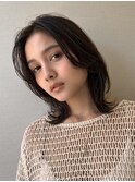 くびレイヤーボブルフネビージュ小顔ワンレンこなれミディ
