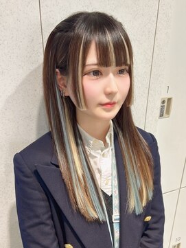 ユーフォリア 渋谷グランデ(Euphoria SHIBUYA GRANDE) カラーエクステ　前髪ぱっつん　艶感　ストレート　10代20代