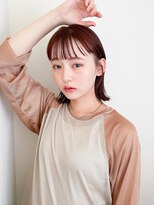 似合わせ小顔ボブ×暖色カラー デザインカラー