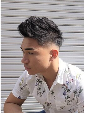 リレーションメンズヘアー(RELATION MEN'S HAIR) フェードパーマスペインカールダークアッシュ韓国マッシュ眉毛