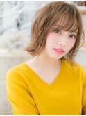 外ハネロブウェットヘア小顔レイヤーカットh3上尾20代30代40代