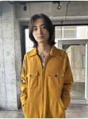 メンズボブウルフメンズミディアムレイヤーカットメンズウルフ