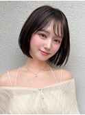 【20代30代】黒髪/暗髪切りっぱなしボブ/シースルー前髪