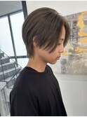 センターパートツーブロックオリーブグレージュブリーチ岡山20代