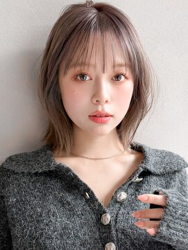 リヤン 表参道(lyann) 前髪結べるボブ薄めバングうるツヤくせ毛風カール夏モテ髪