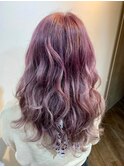 ラベンダーピンクカラー／セミロング